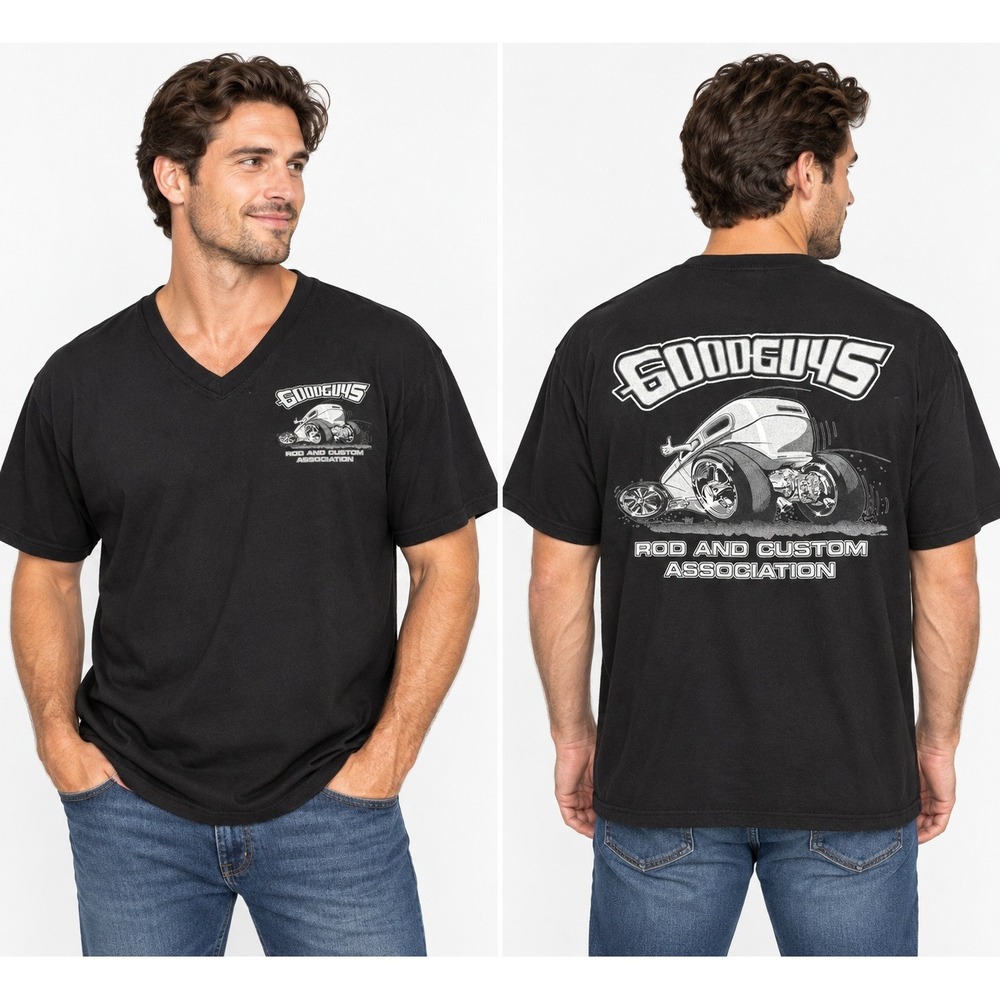 Goodguys Rod and Custom Association V-Neck Graphic T-Shirt Black Mens 2XL